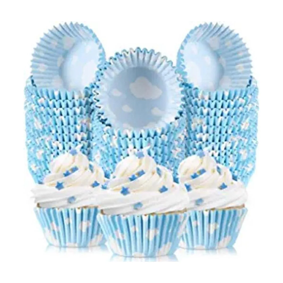 300 forros de magdalenas de color azul nube color blanco_1