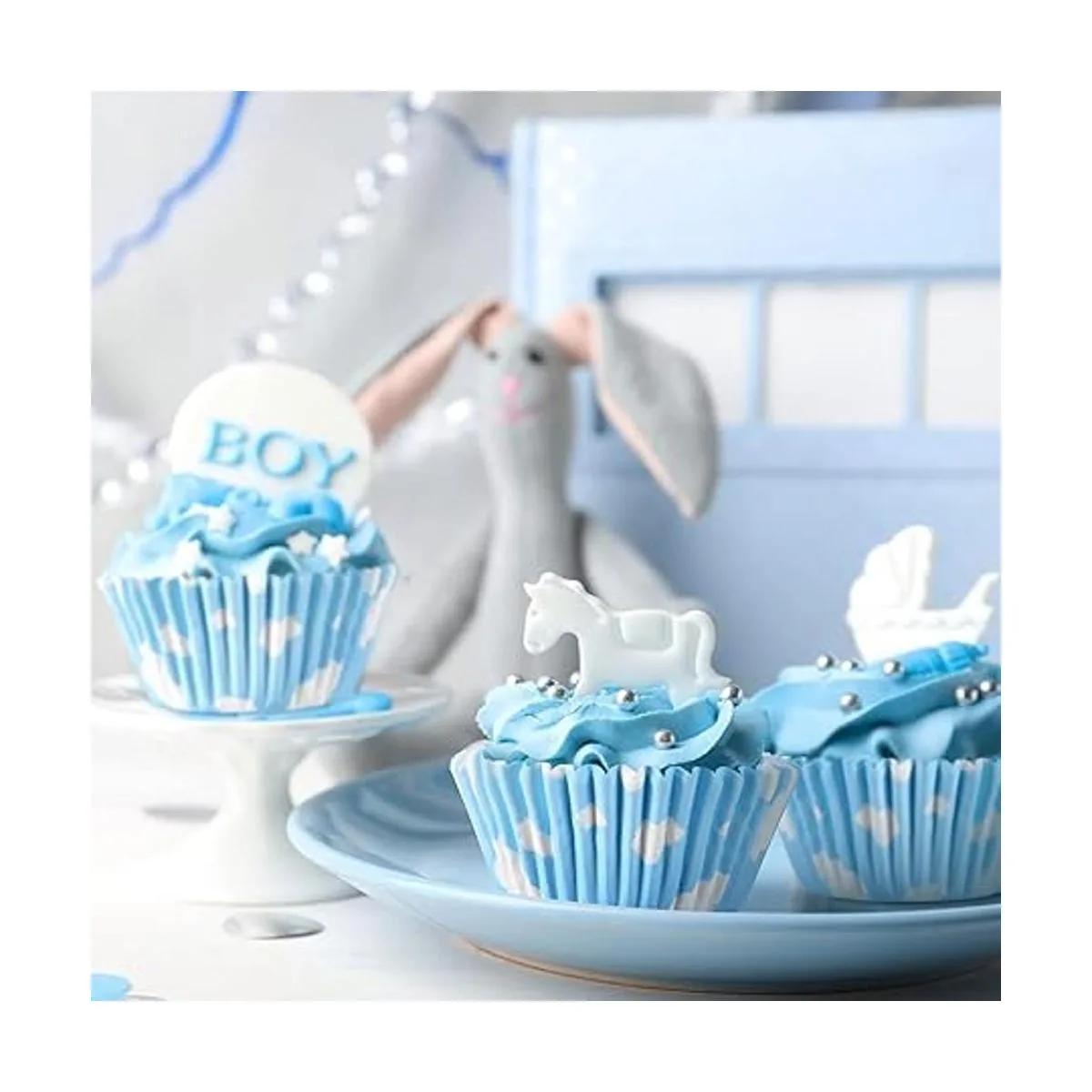 300 forros de magdalenas de color azul nube color blanco_5