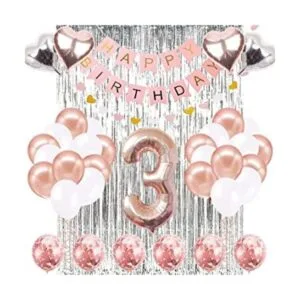 Decoración de 3er cumpleaños para niña decoración de tres_1