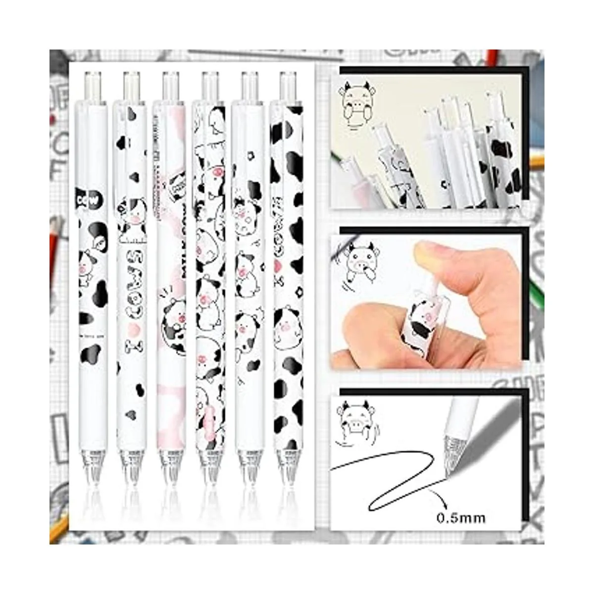 Juego de 18 bolígrafos de vaca 12 bolígrafos de vaca y_3