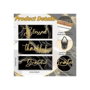 3 piezas Thankful Grateful Blessed Decoración de pared de_3