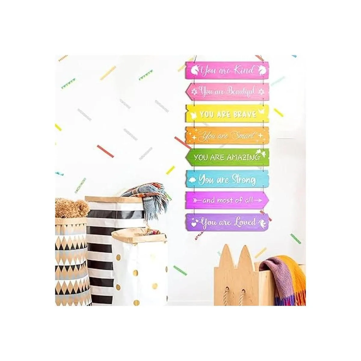 Decoración inspiradora de pared de arco iris arte de_4