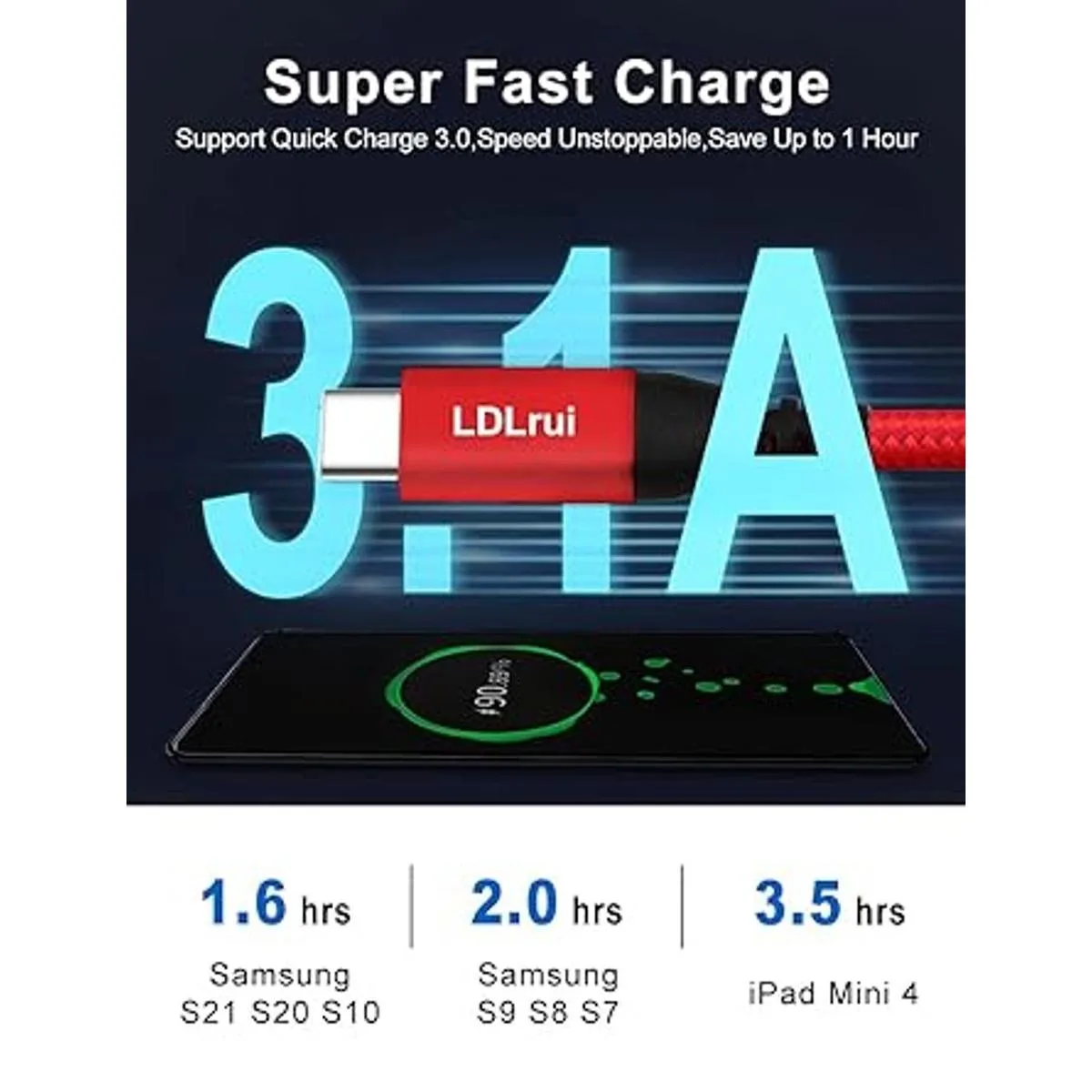 Cable USB 3.2 A a C de 3 pies cable de disco duro externo_4