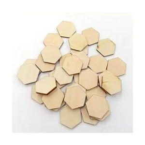 100 piezas de 0.787 in de viruta hexagonal de madera sin_3