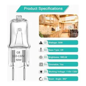 Bombillas halógenas G8 de 50 W regulables 120 V base_3