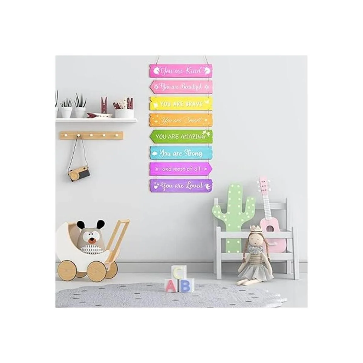 Decoración inspiradora de pared de arco iris arte de_6