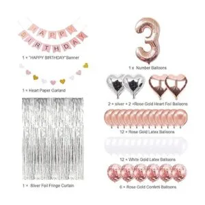 Decoración de 3er cumpleaños para niña decoración de tres_2