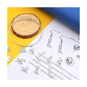 60 dijes colgantes de vaquero occidental de plata antigua_7