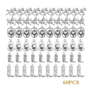 60 dijes colgantes de vaquero occidental de plata antigua_2