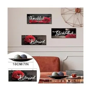 3 carteles de madera de rosas rojas decoración de pared_2
