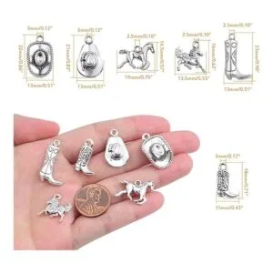 60 dijes colgantes de vaquero occidental de plata antigua_3