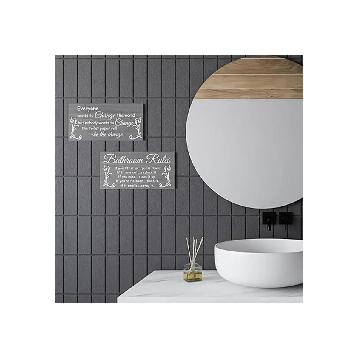 Jetec Decoración de pared de baño de 2 piezas reglas del_4