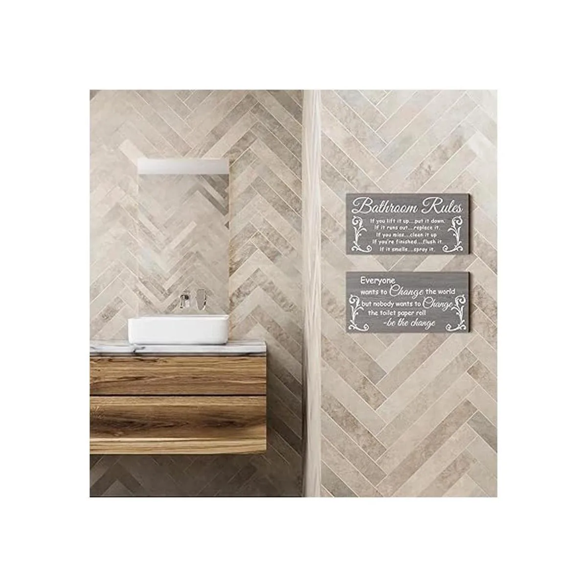 Jetec Decoración de pared de baño de 2 piezas reglas del_6