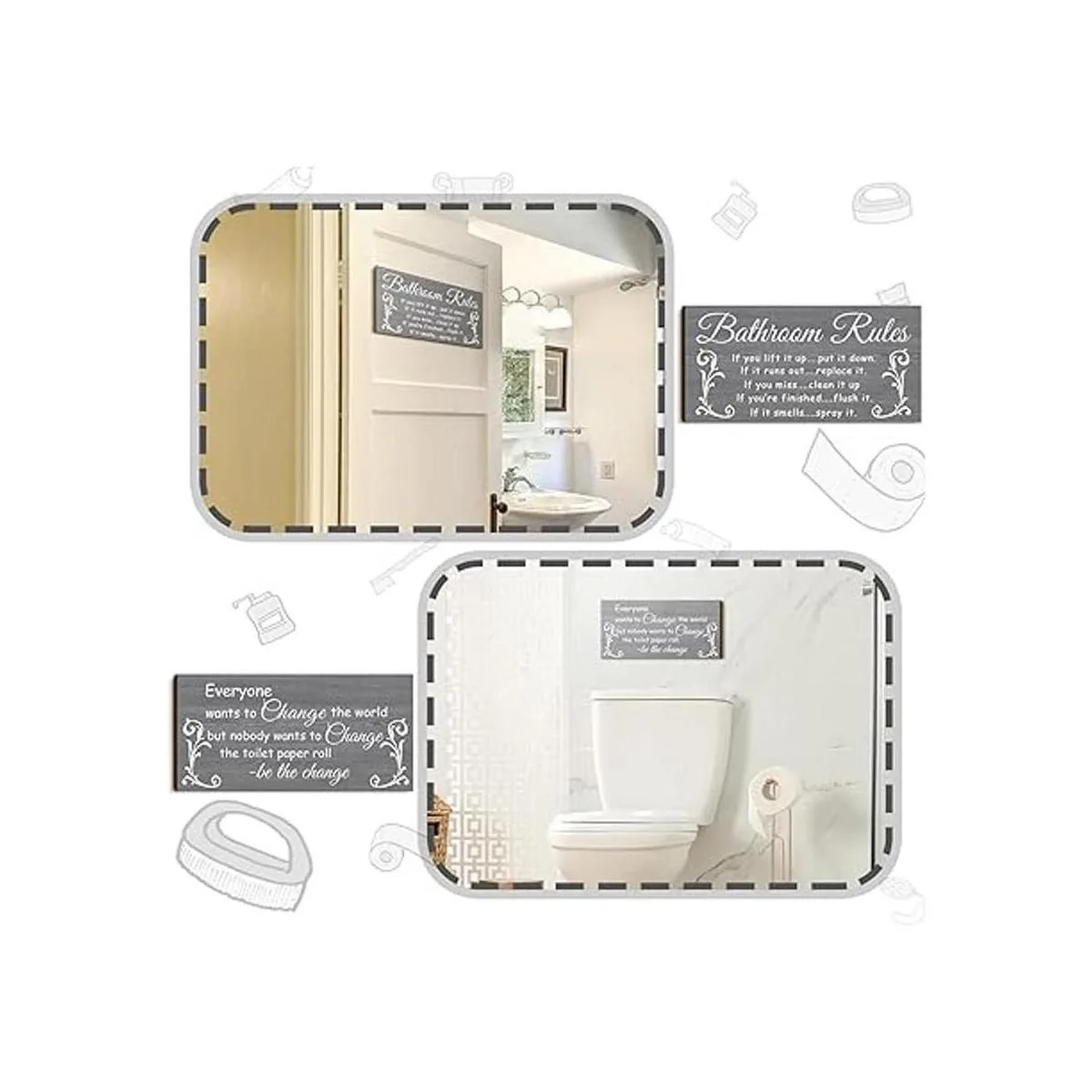 Jetec Decoración de pared de baño de 2 piezas reglas del_5