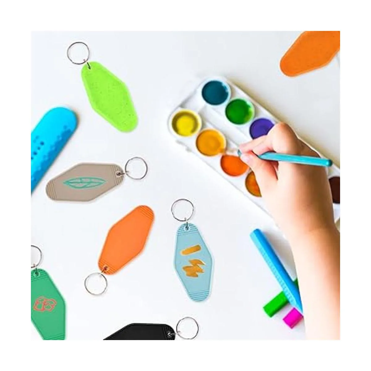 15 piezas de motel hotel sublimación en blanco llaveros_5