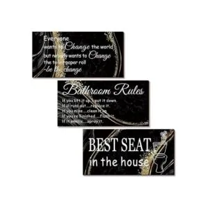 3 piezas de decoración de pared de baño negro y dorado_1