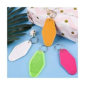 15 piezas de motel hotel sublimación en blanco llaveros_7