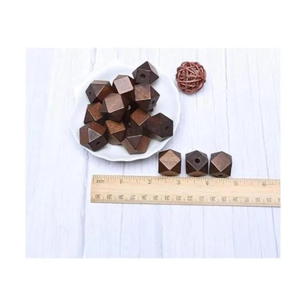 Cuentas geométricas de madera de 0.787 in con agujero de_3