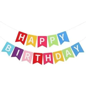 Banner de feliz cumpleaños colorido guirnalda de_2