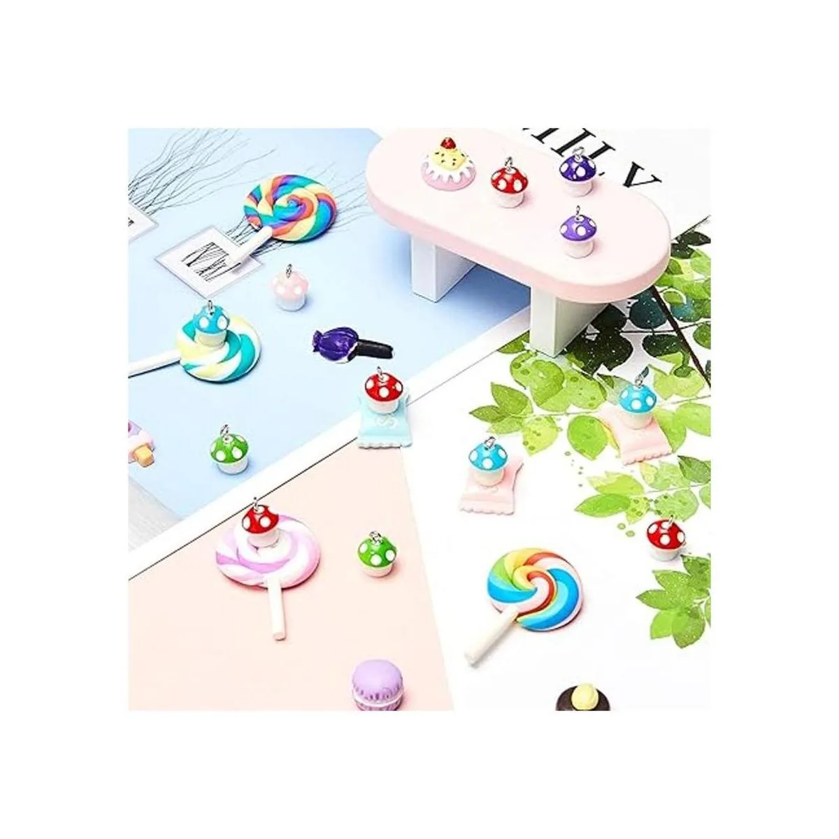 50 piezas de dije de hongo de resina de hongo para_4