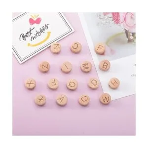 ToBeIT 52 cuentas de madera de haya cuentas cuadradas de_5