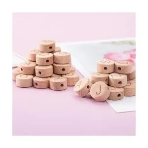 ToBeIT 52 cuentas de madera de haya cuentas cuadradas de_3