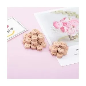 ToBeIT 52 cuentas de madera de haya cuentas cuadradas de_4