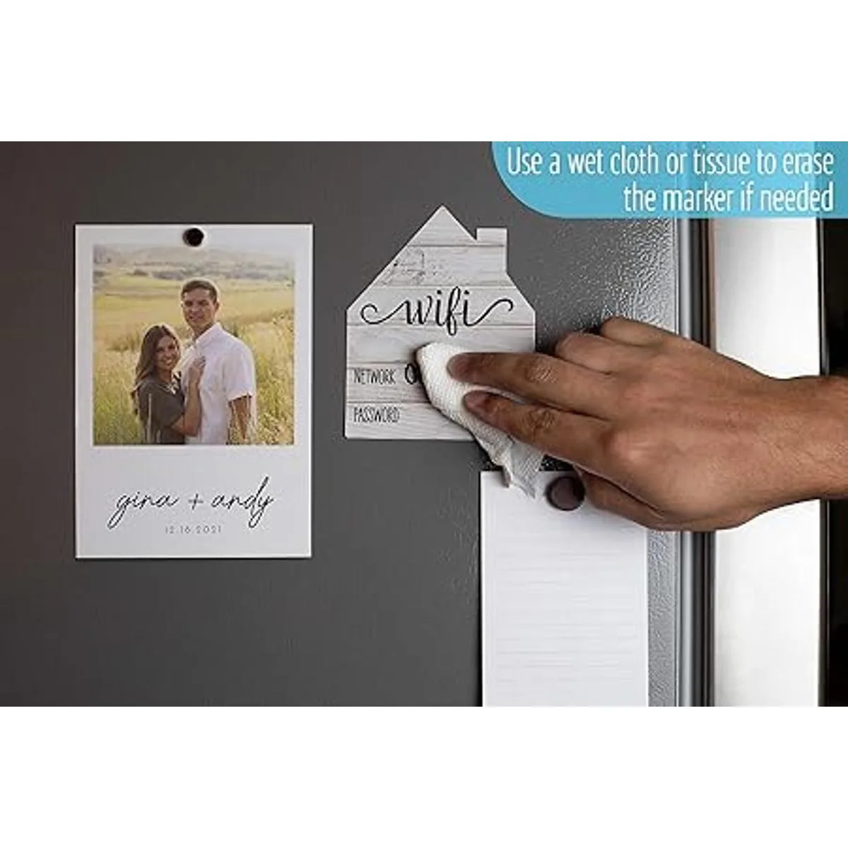 Letrero de contraseña WiFi blanco rústico imán de nevera_3