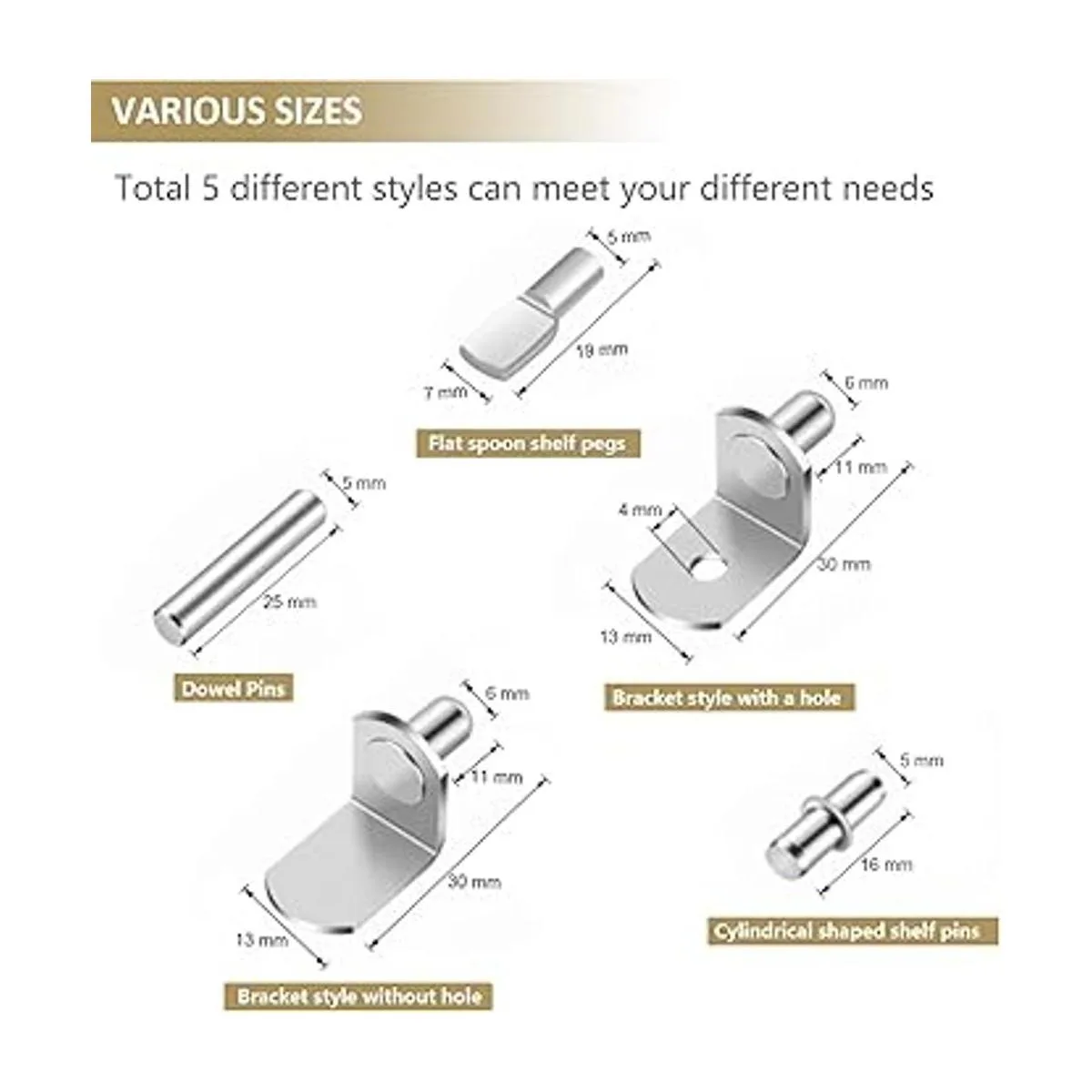 Juego de 82 clavijas de estante de 5 estilos clavijas de_3