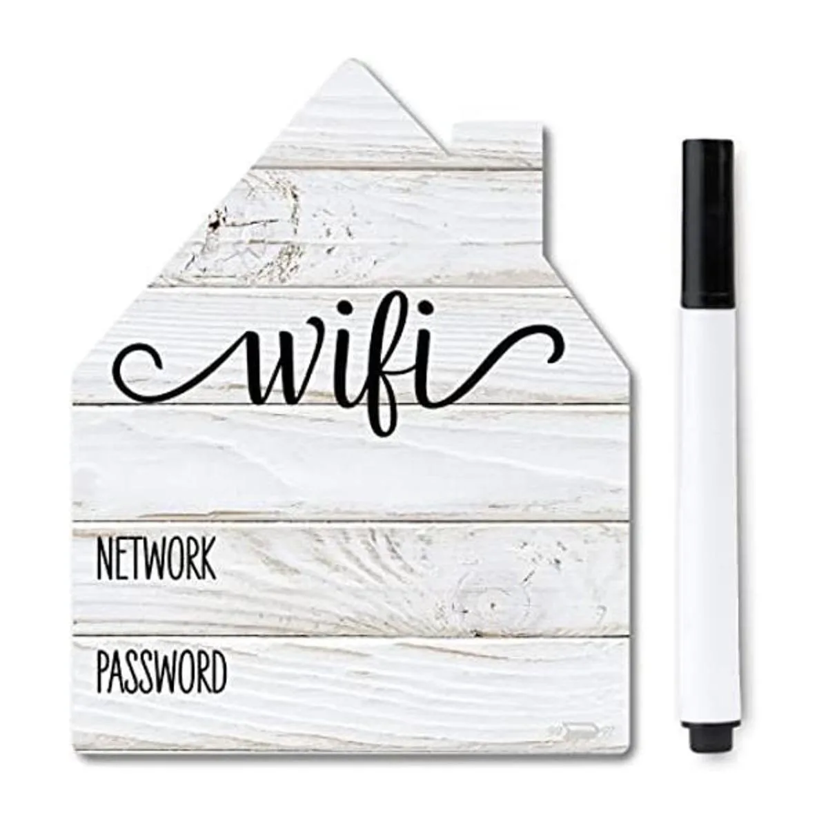 Letrero de contraseña WiFi blanco rústico imán de nevera_1
