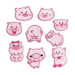 MENGSOOD 10 parches bordados de cerdo rosa parches_1