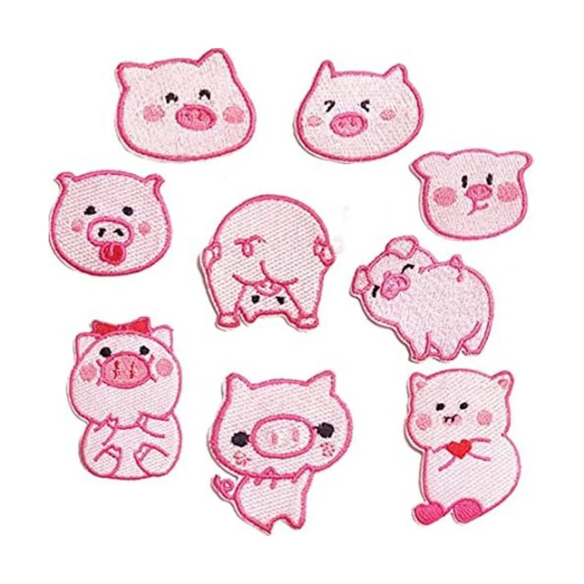 MENGSOOD 10 parches bordados de cerdo rosa parches_1