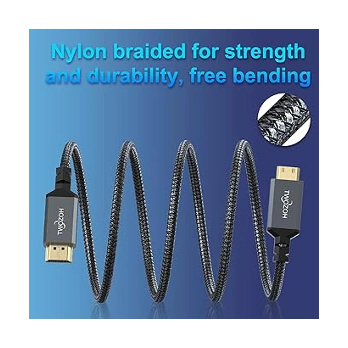 Twozoh Cable mini HDMI a HDMI de 1 pie cable trenzado_4