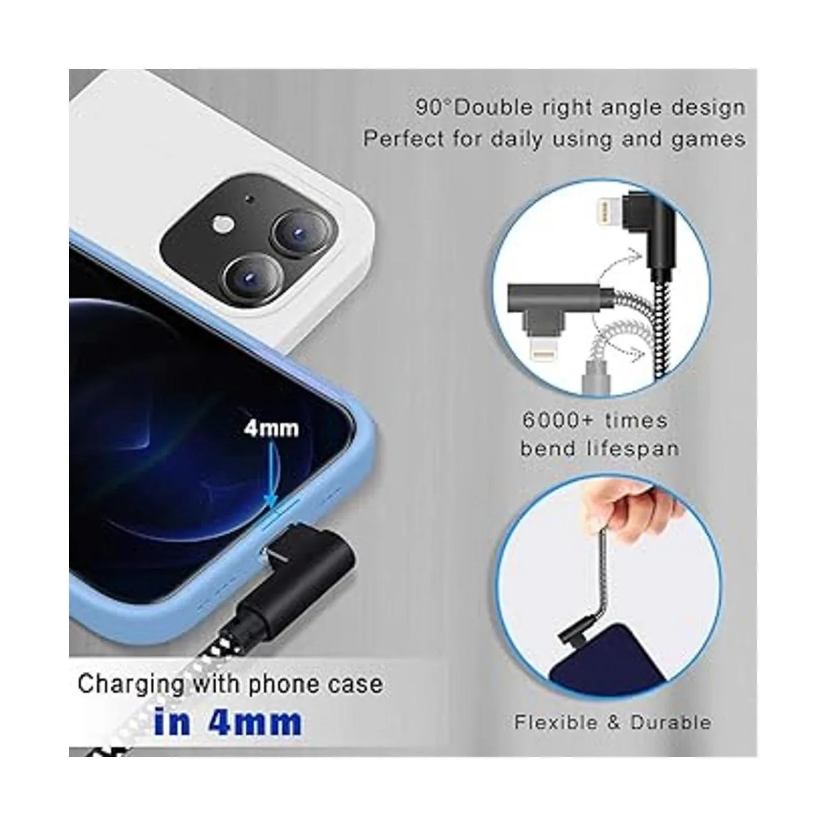 Cargador para iPhone certificado MFi Paquete de 3 cables_4