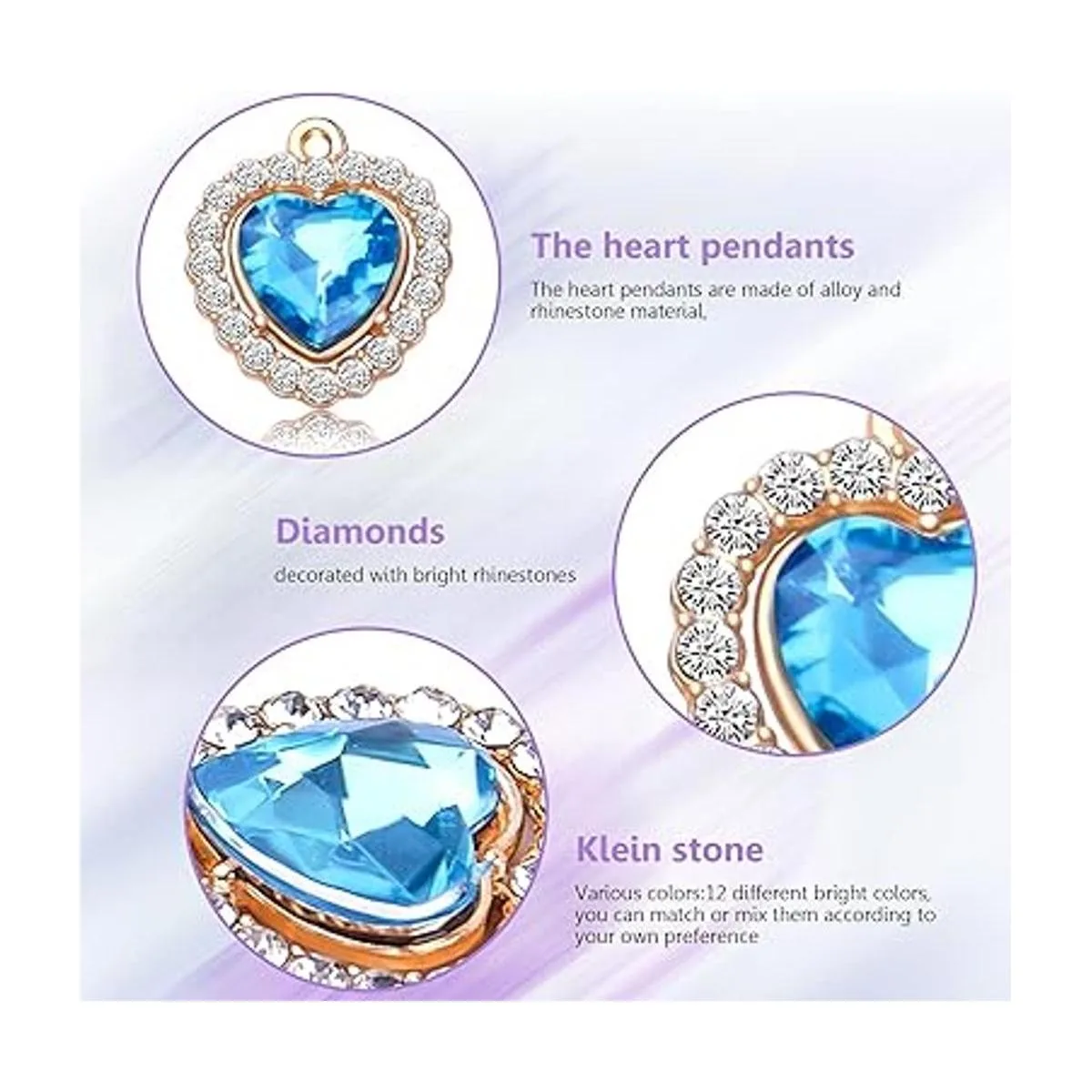 24pcs 12 colores Rhinestone corazón encantos cúbicos_4