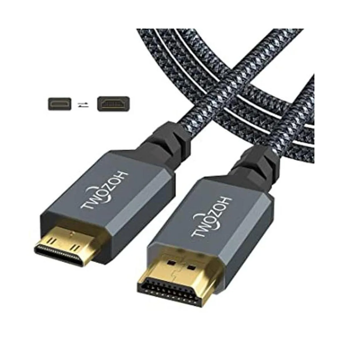 Twozoh Cable mini HDMI a HDMI de 1 pie cable trenzado_1