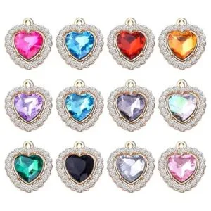 24pcs 12 colores Rhinestone corazón encantos cúbicos_1