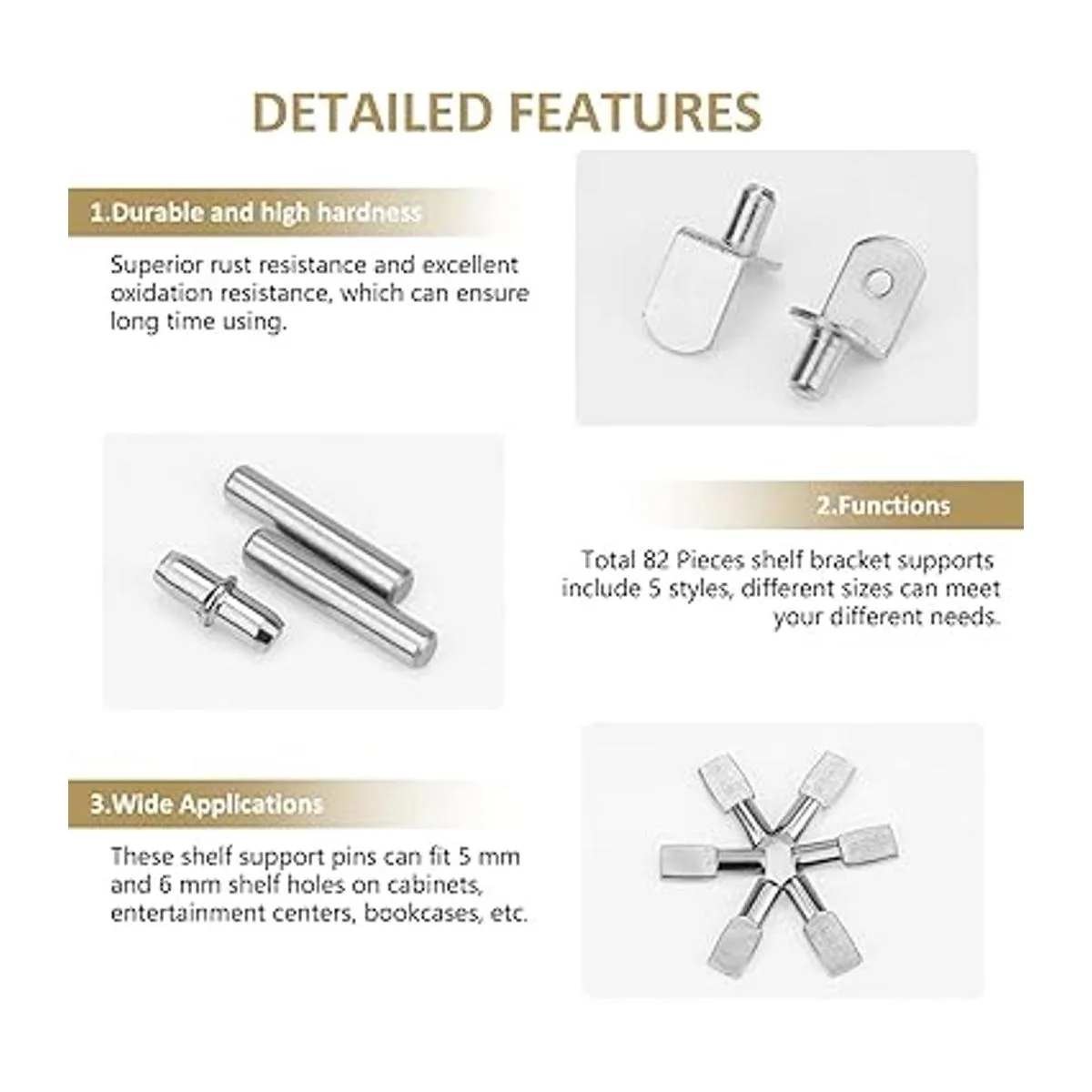 Juego de 82 clavijas de estante de 5 estilos clavijas de_4