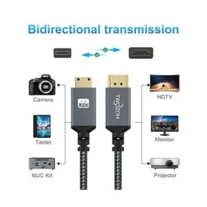 Twozoh Cable mini HDMI a HDMI de 1 pie cable trenzado_3