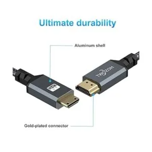 Twozoh Cable mini HDMI a HDMI de 1 pie cable trenzado_2