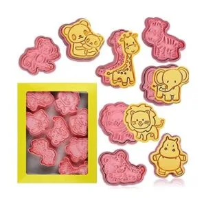 Juego de cortadores de galletas de animales con sellos de_1