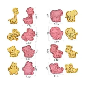 Juego de cortadores de galletas de animales con sellos de_3