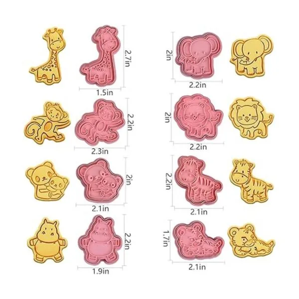 Juego de cortadores de galletas de animales con sellos de_3