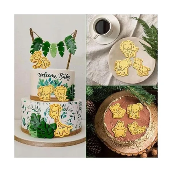 Juego de cortadores de galletas de animales con sellos de_6
