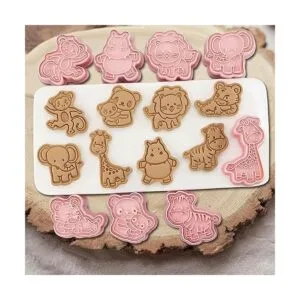 Juego de cortadores de galletas de animales con sellos de_2