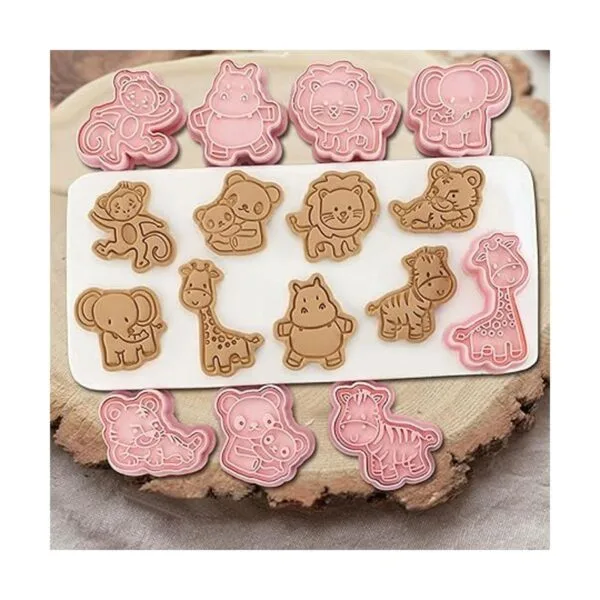 Juego de cortadores de galletas de animales con sellos de_2