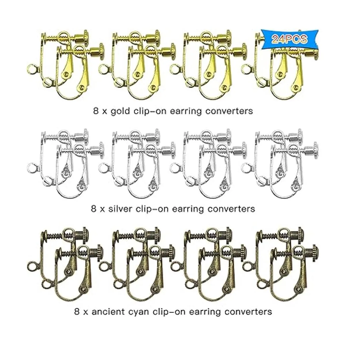 24 piezas de aretes con clip y componentes convertidores_2