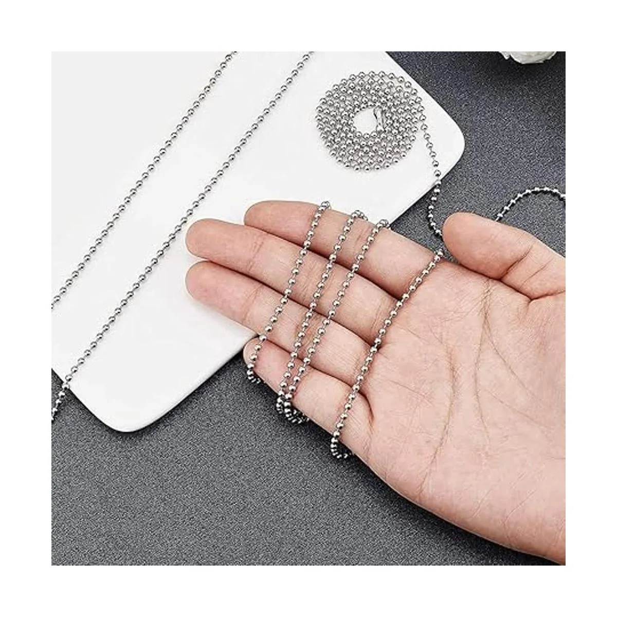 Wayilea Cadena de bolas de acero inoxidable de 36 pies_6