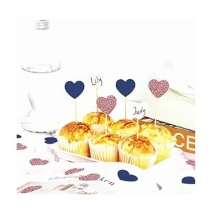 Confeti de corazón rosa y dorado azul marino 300 piezas_4