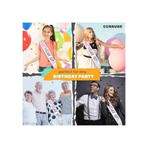 CORRURE Banda de cumpleaños para niña con papel de_2